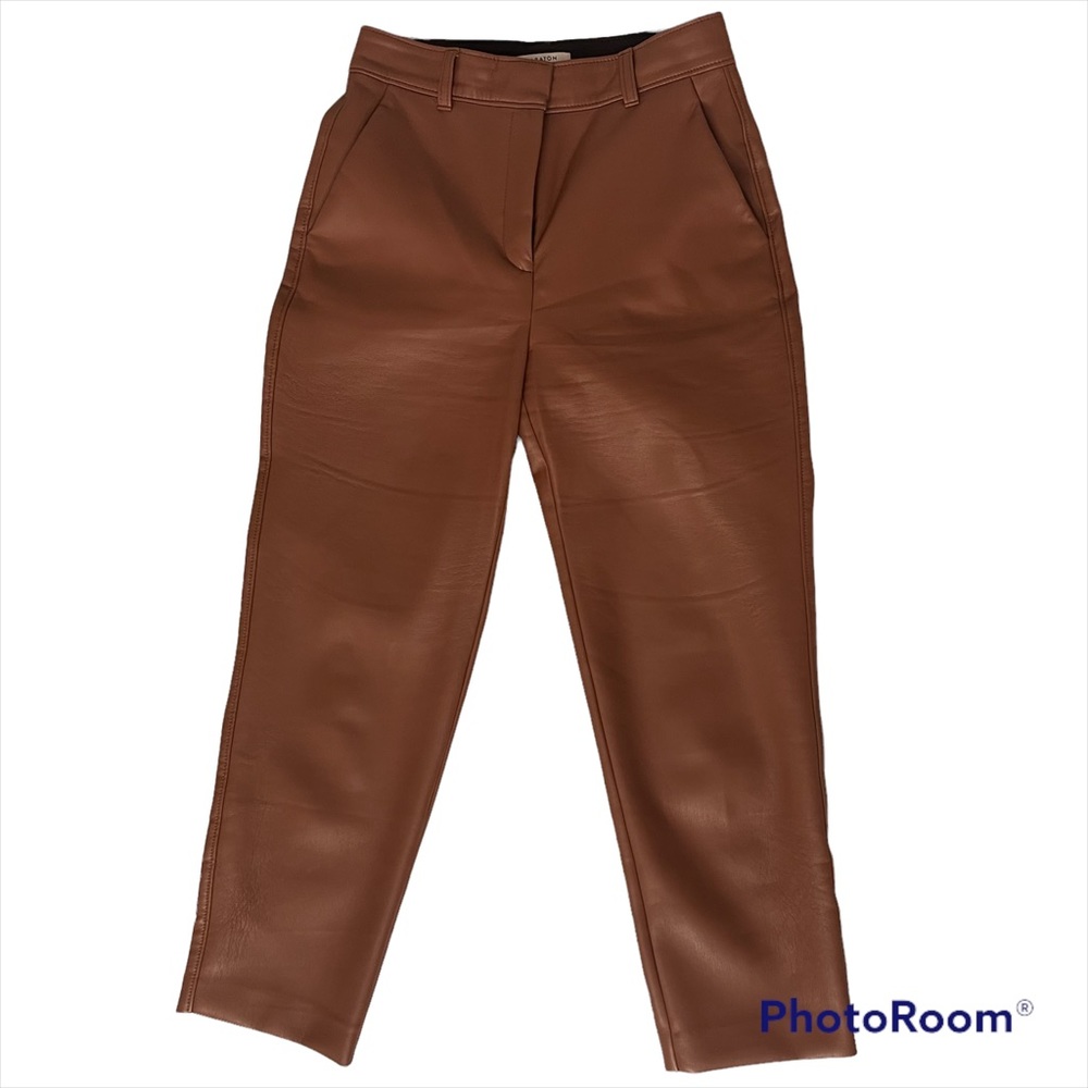 Aritzia Babaton cropped brown vegan leather pants